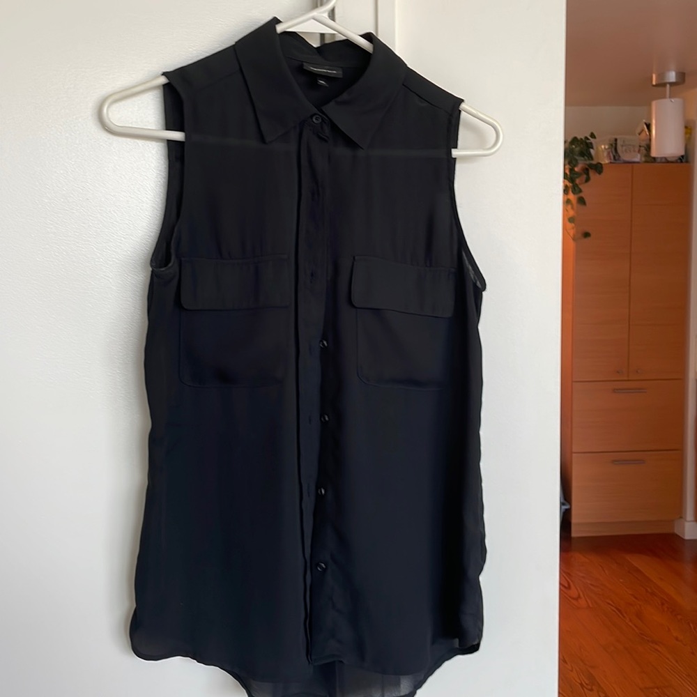 Black Sheer Button Down Tank